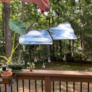 Stained Glass Cloud and Lightning Strike Suncatcher