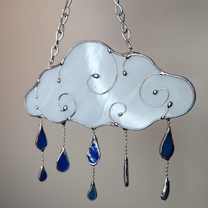Stained Glass Rain Cloud Suncatcher
