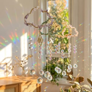 Crystal Cloud Suncatcher , Hanging Rainbow Suncatcher , Window Suncatcher , Handmade Stone Suncatcher Ornament , Crystal Suncatcher