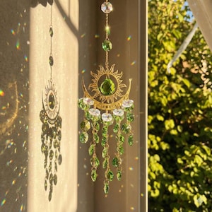 Suncatcher, Crystal Suncatcher, Amethyst Moon Light Catcher, Boho Decor, Housewarming Gift, Wall Hanging, Friendship Gift, Gift For Mother