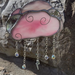 Pink cloud stained glass suncatcher